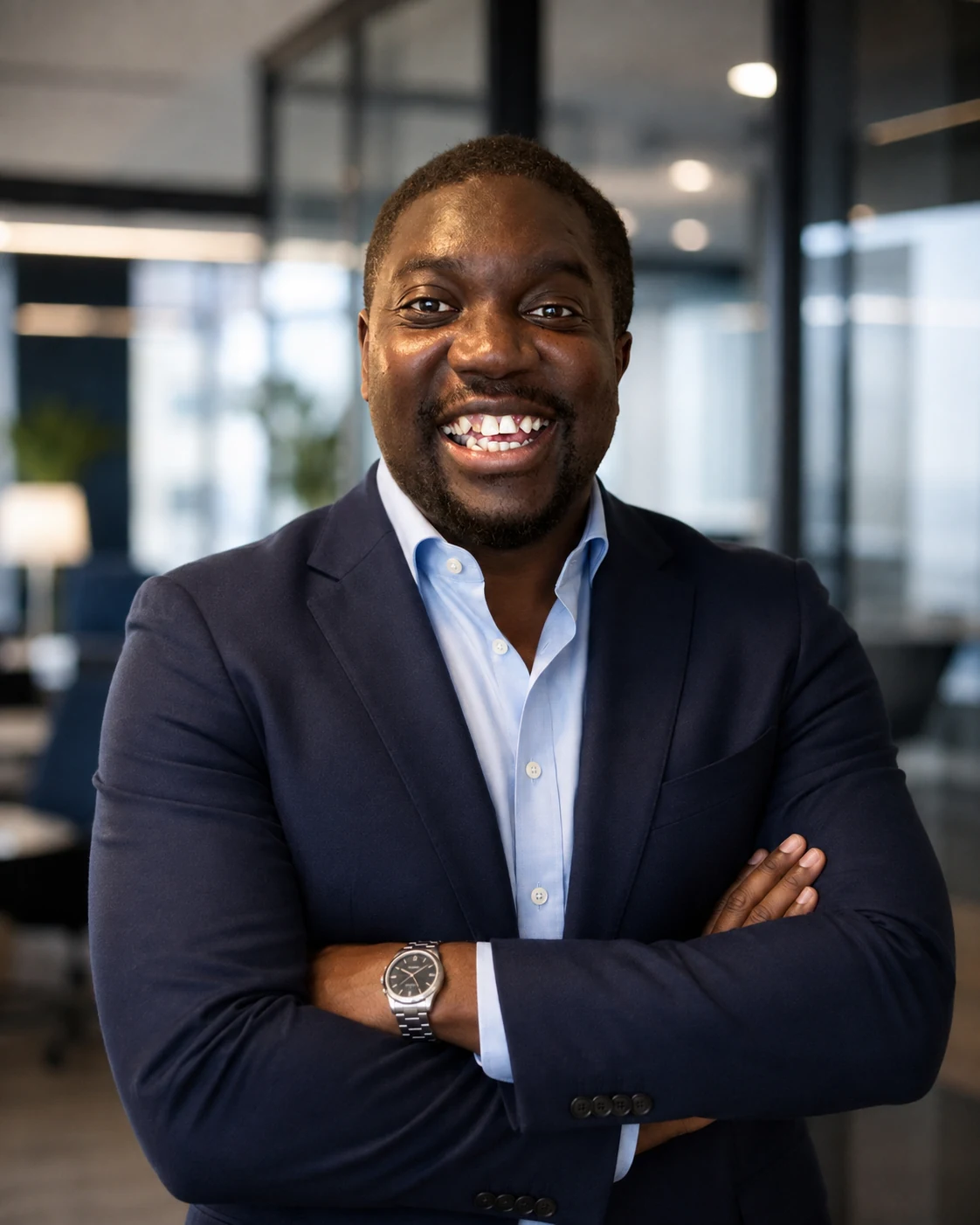 Madicke Gueye, souriant, dans un environnement professionnel.